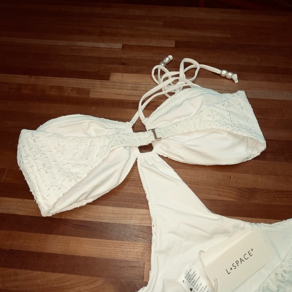 L*Space Marina Eyelet One Piece Swimsuit white XL - Picture 8 of 13